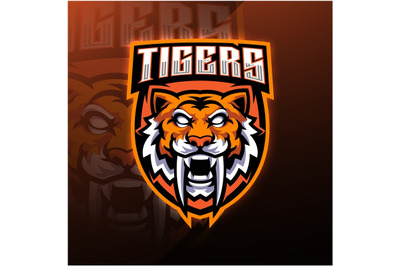 Tiger head esport mascot logo design