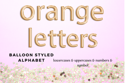 Orange foil balloon alphabet clipart, Orange balloons