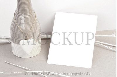 Card mockup with ceramic vase &amp; FREE BONUS