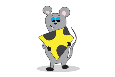 Cartoon mouse with cheese