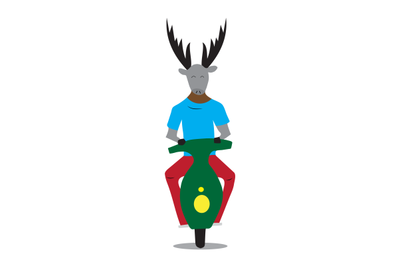 Hipster deer on a moped