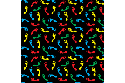 Seamless pattern colored foot print