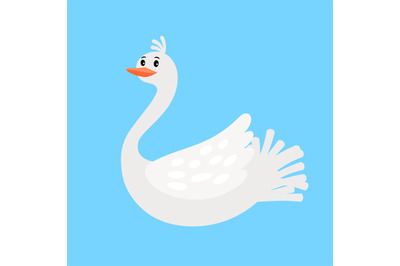 Swan funny cartoon bird icon