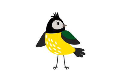 Yellow cartoon tit bird