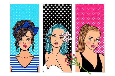 Retro girls banners