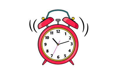 Cartoon red ringing alarm clock