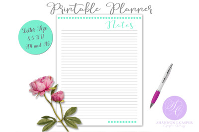 Printable Notes Planner Page