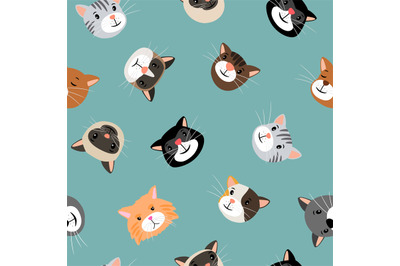 Cats heads seamless pattern