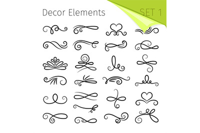 Calligraphy scroll elements. Decorative retro flourish swirled vector