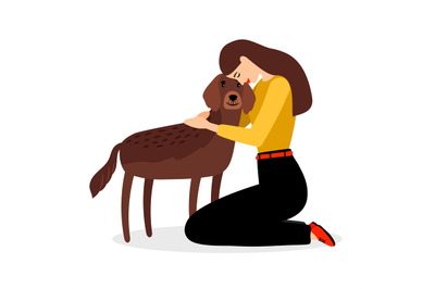 Woman hugging dog