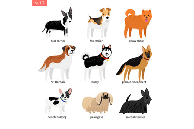 Cartoon dogs icons set