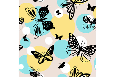 Color butterflies seamless pattern