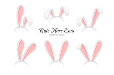 Hare ears. Vector funny cartoon easter rabbit or bunny ears band for c