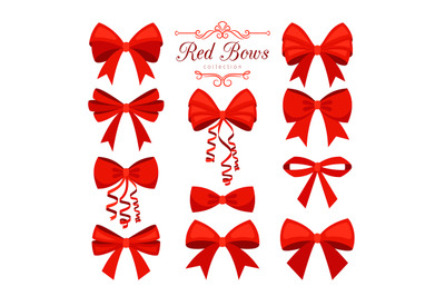 Cartoon red bow set