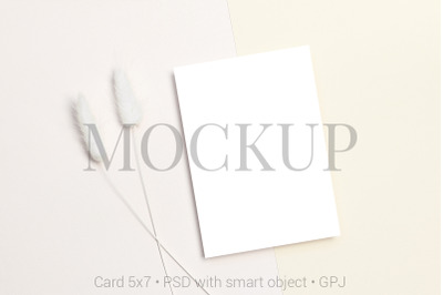 Card mockup with dry flowers &amp; FREE BONUS