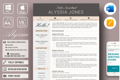 Modern and Professional Resume. Sales Assistant CV + Cover Letter