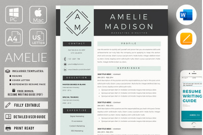 Marketing Director Resume for MS Word &amp; Pages + Cover Letter + Tips
