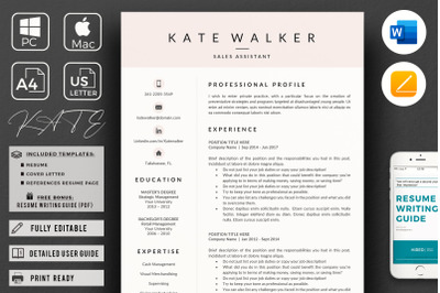 Sales Assistant Resume, CV. Professional &amp; Creative Resume + Reference
