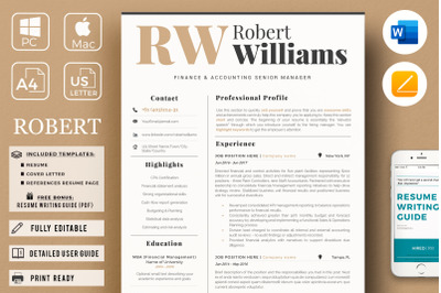 3 Page Resume Template + Cover Letter + References