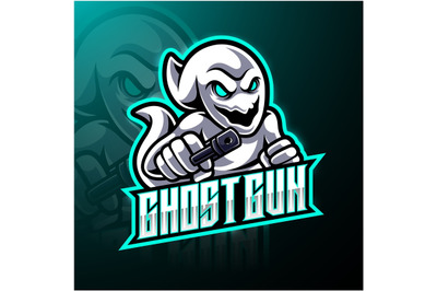 Ghost with gun esport mascot logo design