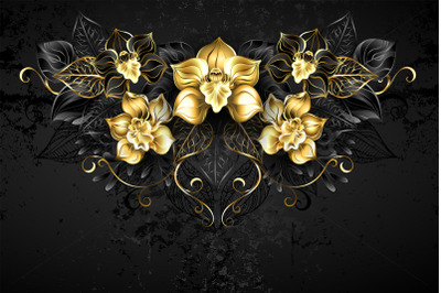 Symmetrical Pattern with Black Orchids