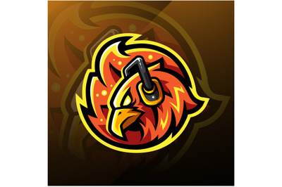 Phoenix head esport logo with headphones