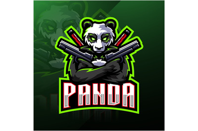 Panda gunner esport mascot logo design