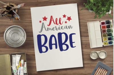 All american babe svg file for 4th july tshirt