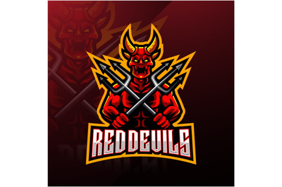 Devil holds the trident esport mascot logo