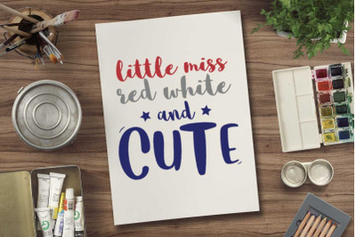 Little miss red white and cute svg file for 4th july tshirt