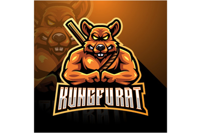 Kungfu rat esport mascot logo design