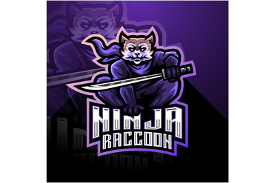 Ninja raccoon esport mascot logo design