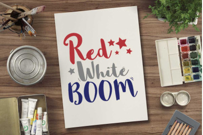 Red white boom svg file for 4th july tshirt
