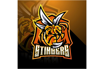 Angry bee esport mascot logo design