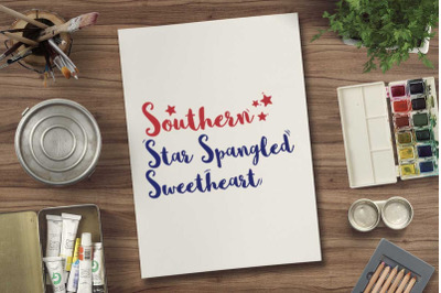 Southern star spangled sweetheart svg file for 4th july tshirt