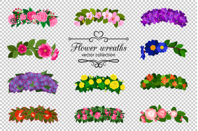 Flower wreaths set