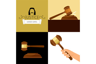 Judge gavel. Legal hammer cartoon vector illustration, adjudicator gav