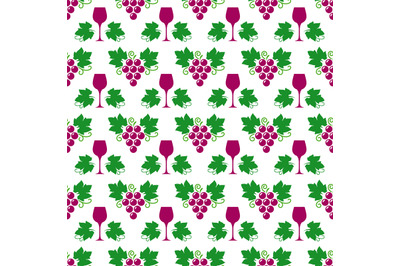 Grapes, leaves and wine glass pattern