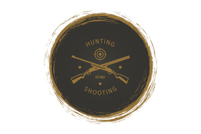 Grunge hunt club logo with rifle