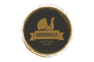 Vintage hunting shop emblem with turkey