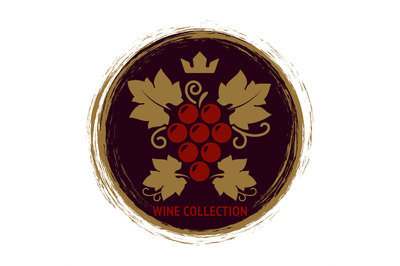 Wine label with grape and leaves