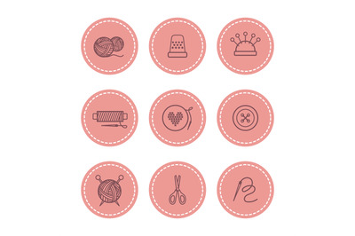 Handmade and sewing badges set vector illustration