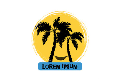 Palm tree grunge logo emblem