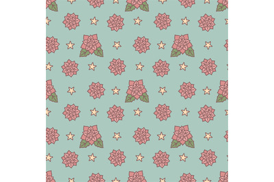 Vintage floral seamless pattern vector illustration on blue