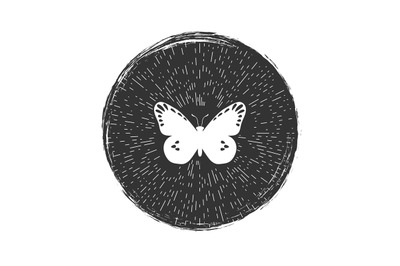 Butterfly grunge hipster emblem