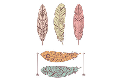 Hand drawn feathers