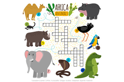 African safari animals crossword