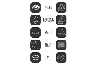 Five senses icons vector illustration. Feelings of person