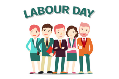 Labour Day poster people vector illustration on white