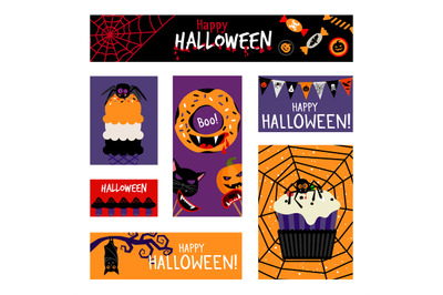 Crazy Halloween banners set